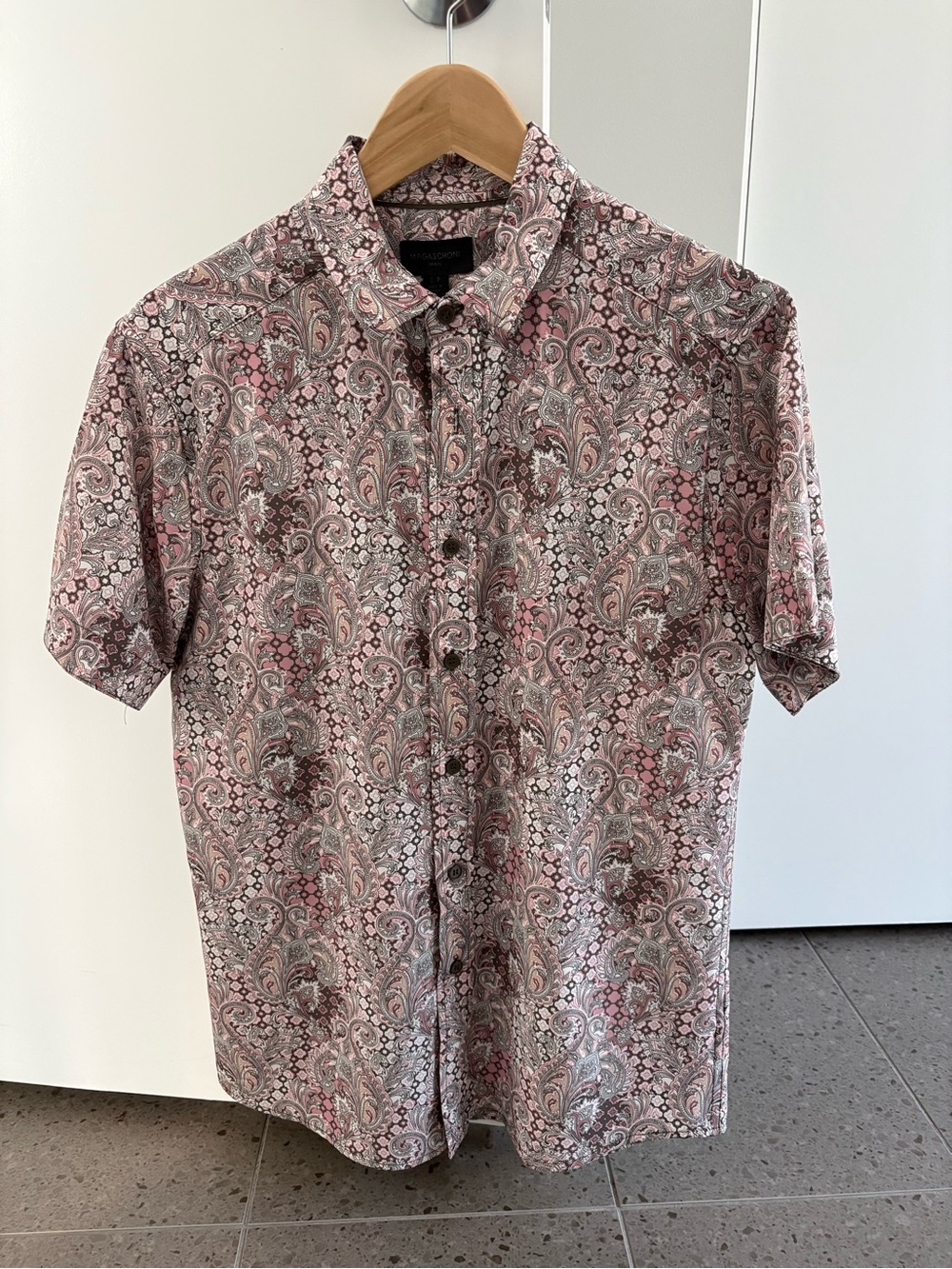 Magaschoni Pink Paisley Short-Sleeve Button-Down Shirt